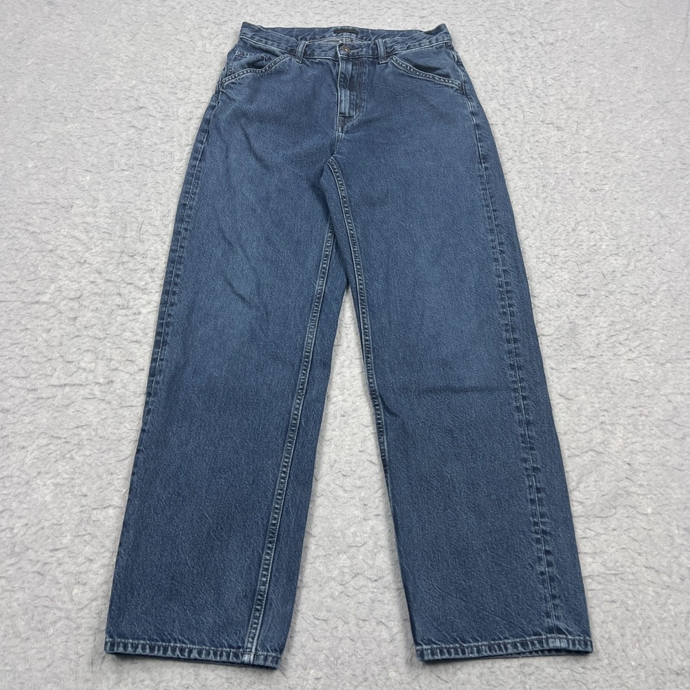 Uniqlo Jeans Men's 29x29 Blue Wide Relaxed Fit High Rise Denim Cotton Dark‎ Wash